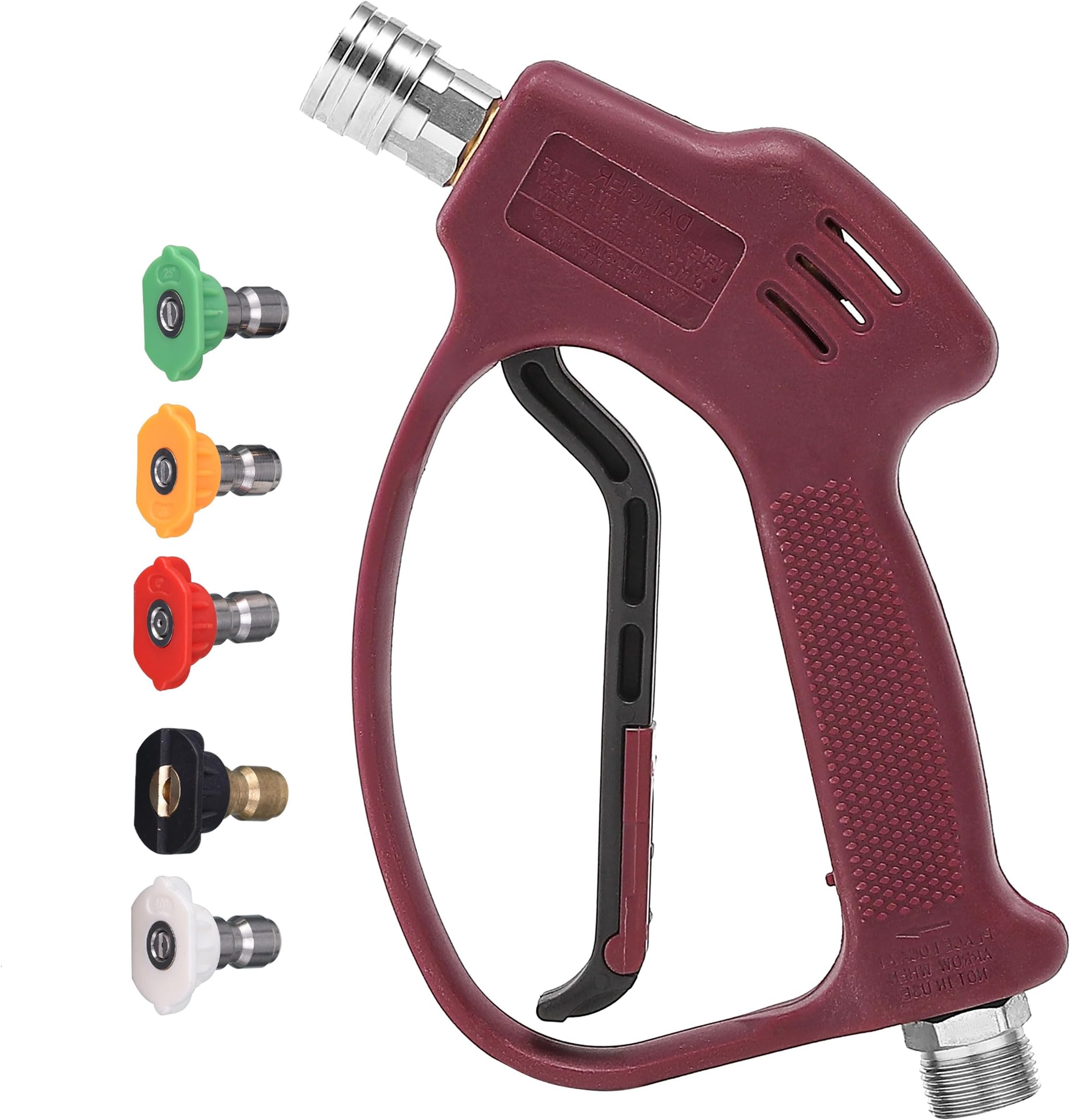 M MINGLE Short Pressure Washer Gun for Hot and Cold Water, High Replacement, 5 Spray Nozzle Tips, M22 Thread, 3600 PSI