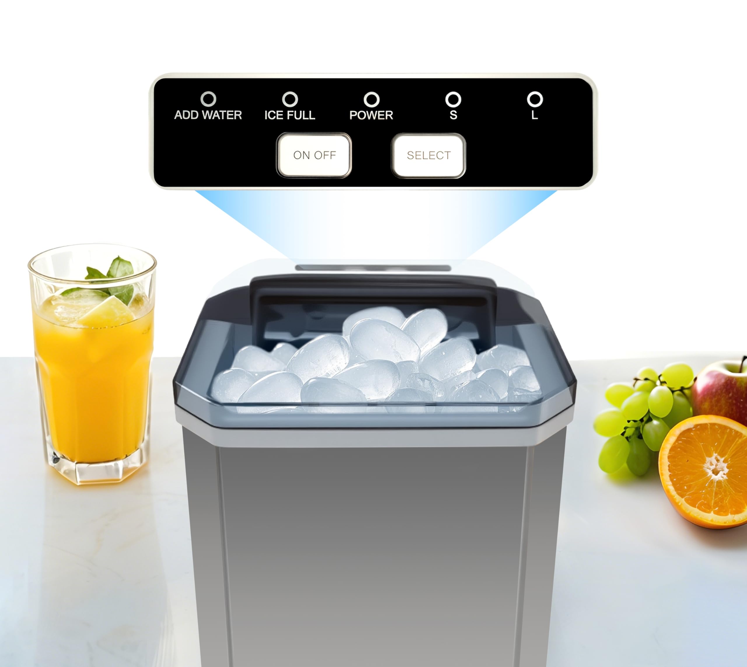 iTOMA Tisch-Eismaschine, 2 Größen von Kugel-Eiswürfeln, 1,3-Liter-Eismaschine mit Autoreinigung, mit Eiskorb und Eisschaufel, für Haus/Küche/Büro/Bar-Party Eiswürfelmaschine，YH16M