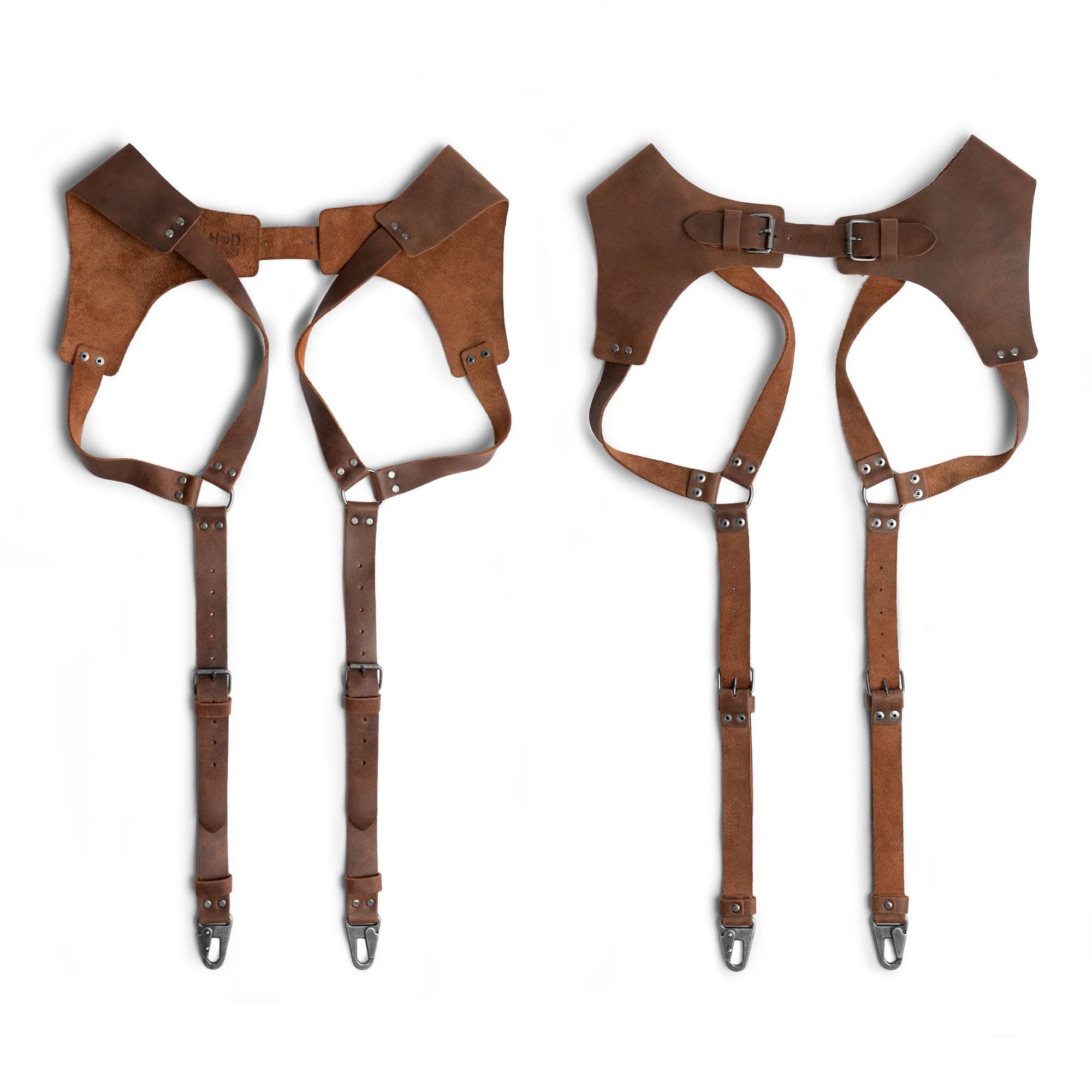 Hide & Drink, Bretelle rinascimentali per testimoni dello sposo, imbracatura di supporto per la schiena da uomo, migliori uomini, stile steampunk, pelle pieno fiore, fatte a mano, marrone bourbon,