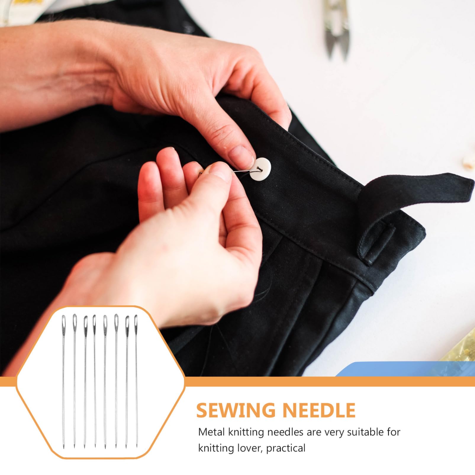 Mipcase 100 Agujas de Coser de Ojo Grande en Hierro, 15cm de Largo, Ligeras y Cómodas para Manualidades y Tejido de Punto