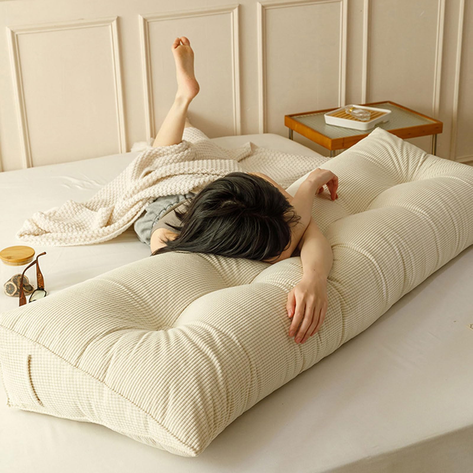 Almohada de cuña para cabecero de cama, cojín de apoyo lumbar, suave, lavable, para cama, sofá, reposapiés, lectura, posicionamiento, funda extraíble, multicolor