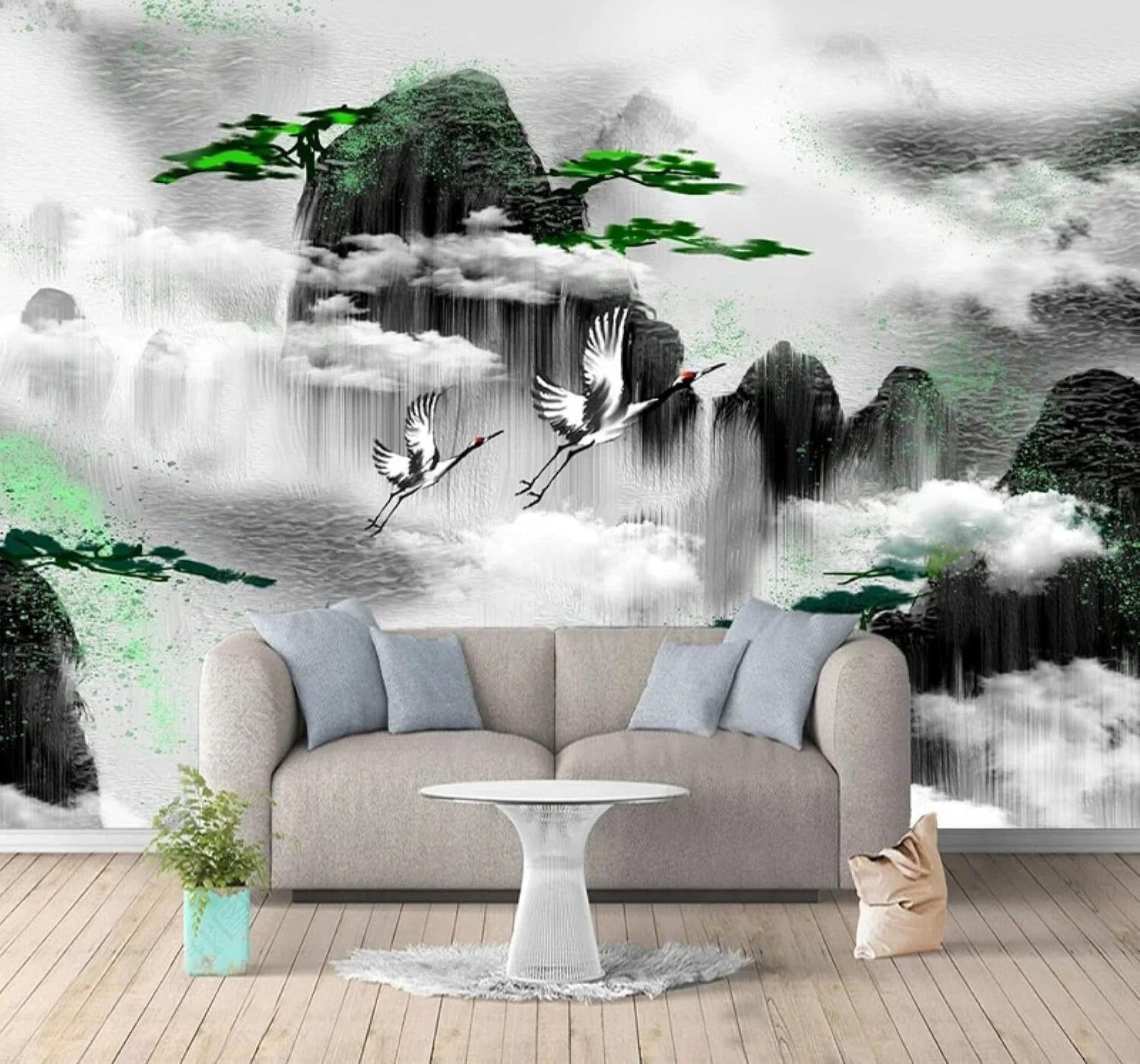 XLMING Creative Ink Landscape Pine Tree Scenery 3D Wallpaper Luxury Home Dining Decor Paste Sofa Living Room The Wall for Bedroom Mural-400cm×280cm
