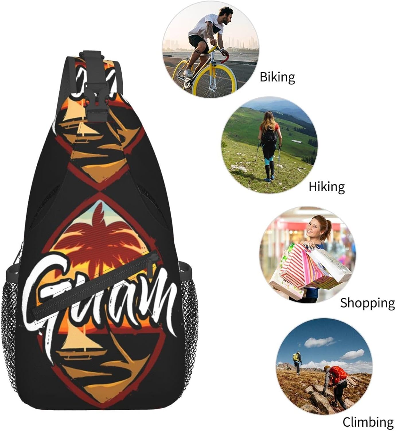 Guam Seal Guamanian Pride Palm Trees Sling Bag Casual Crossbody Bag Sports Shoulder Backpack Travel Chest Pack Cycling Cross Bags Gym Hiking Daypack - Image 5