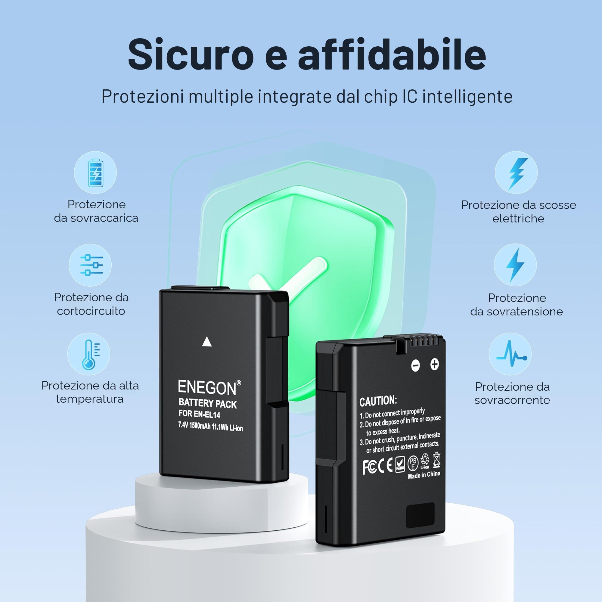 ENEGON 2X EN-EL14 Rechargeable Li-Ion Batteria per Nikon en-el14/el14a D5600 D5100 D5200 D5300 D5500 D3100 D3200 D3300 D3400 D3500 Coolpix P7000 P7100 P7800 Digital Camera