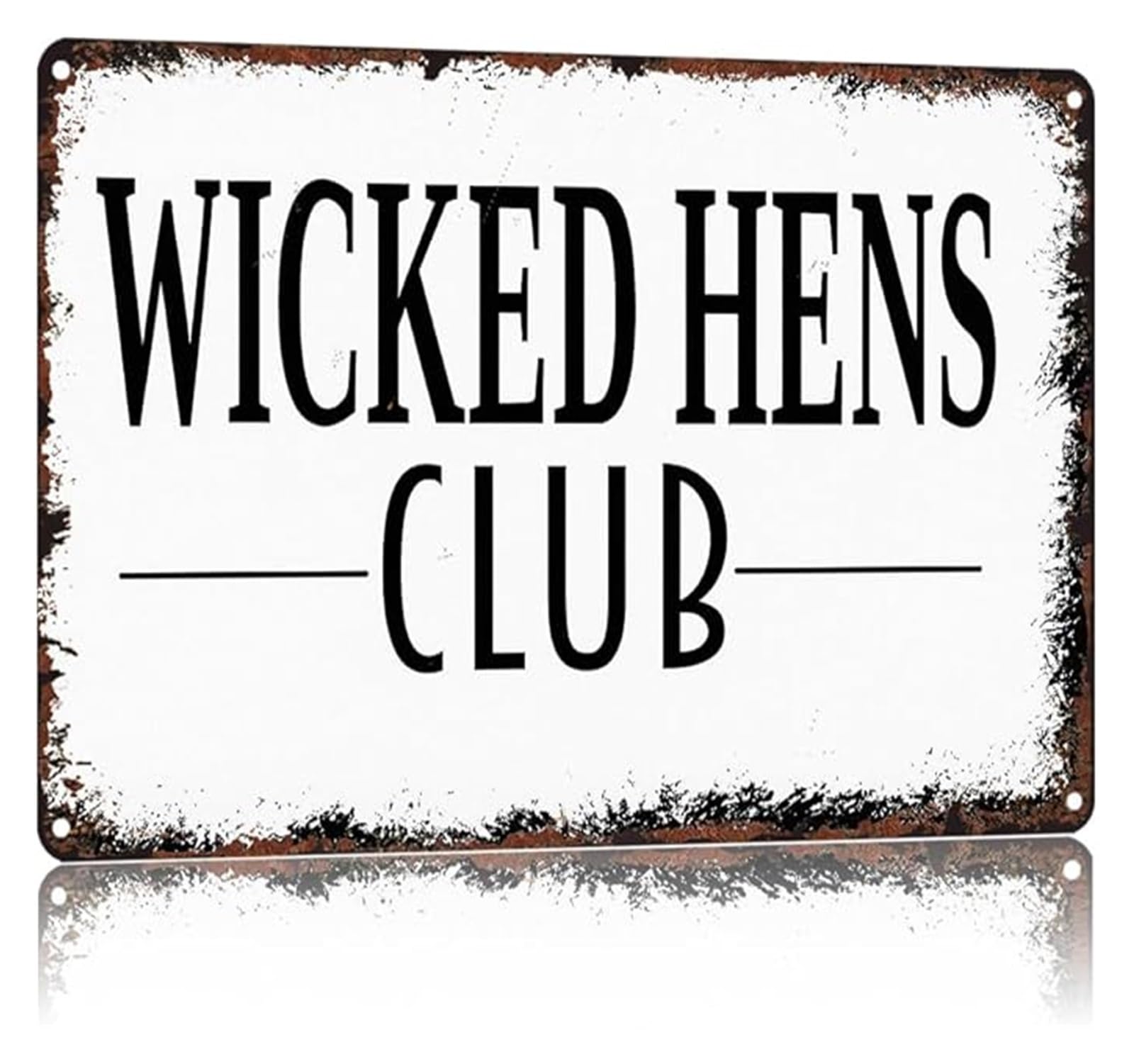 IDGTTLDF Vintage Farmhouse Sign Wicked Hens Club Humorous Metal Tin Sign for Kitchen Wall-Art Chicken Coop Country Living Gift Idea 8 X 12 in