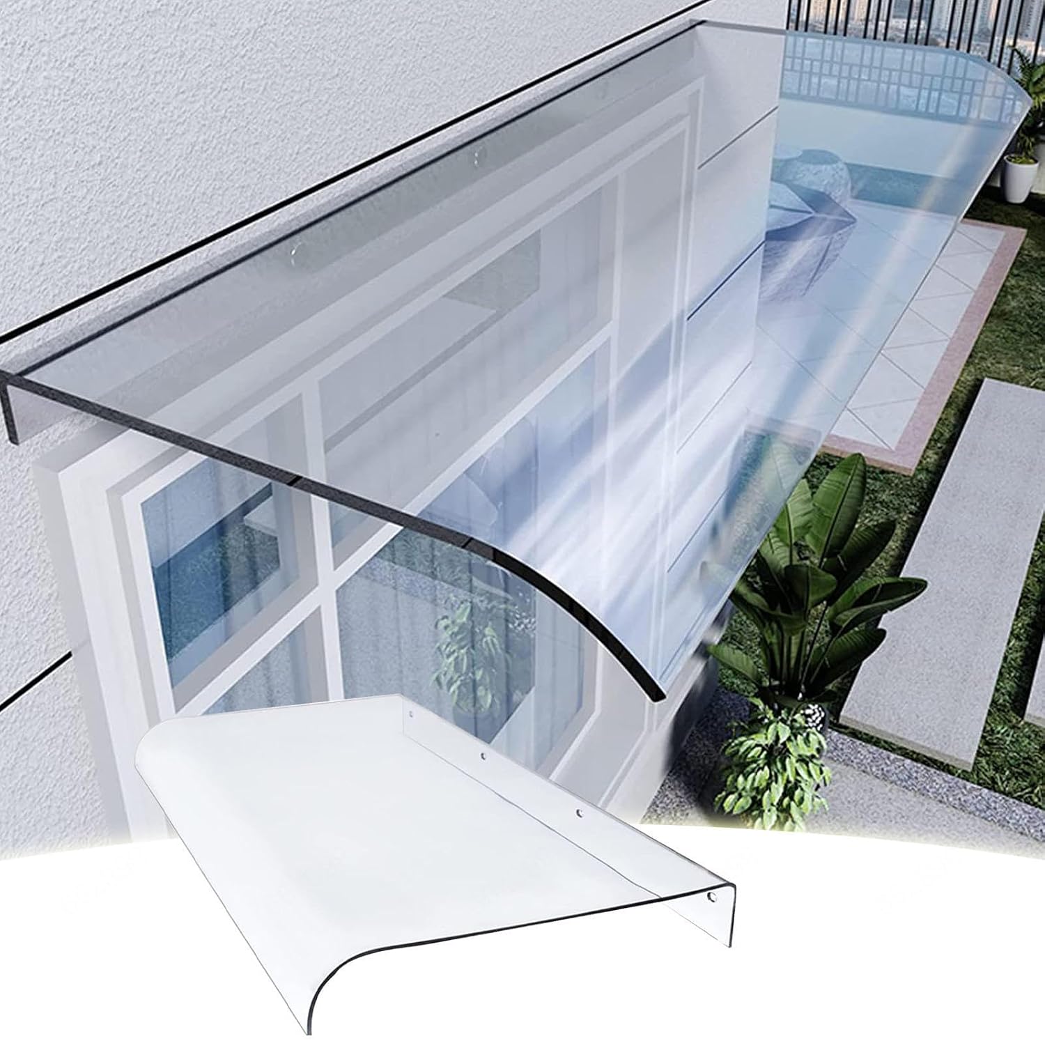 Canopy Awning for Door and Window,Outdoor Garden Canopy,Modern Front Back Door Awning,Waterproof Polycarbonate Panel,Transparent Sun Shade,Rain Cover Shelter,Awning for Porch R