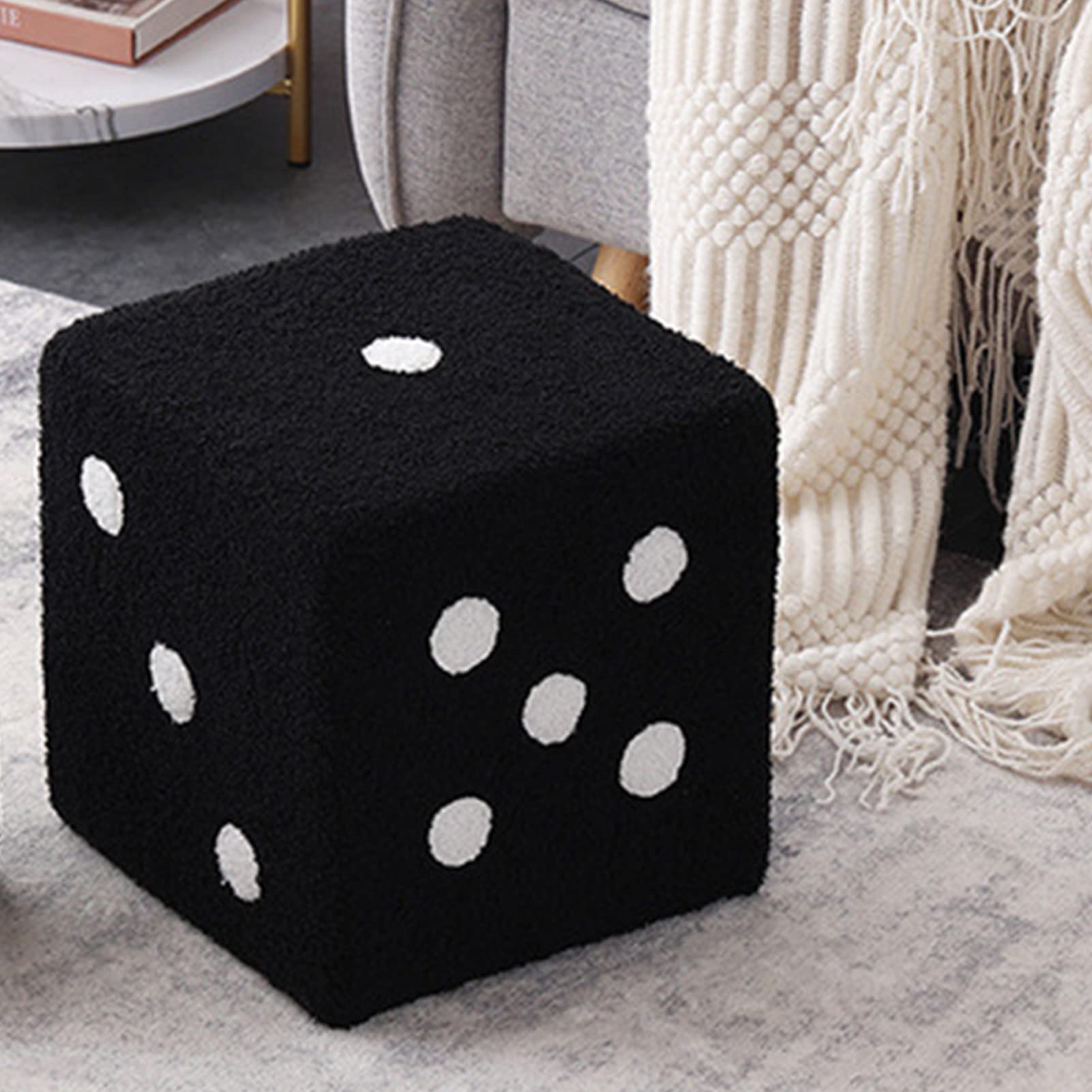 Bewinner Cubic Ottoman Footrest Sturdy Solid Wood Frame Filled with High Elastic Foam Covered in Plush Fleece Extra Large Floor Pillow for Home Living