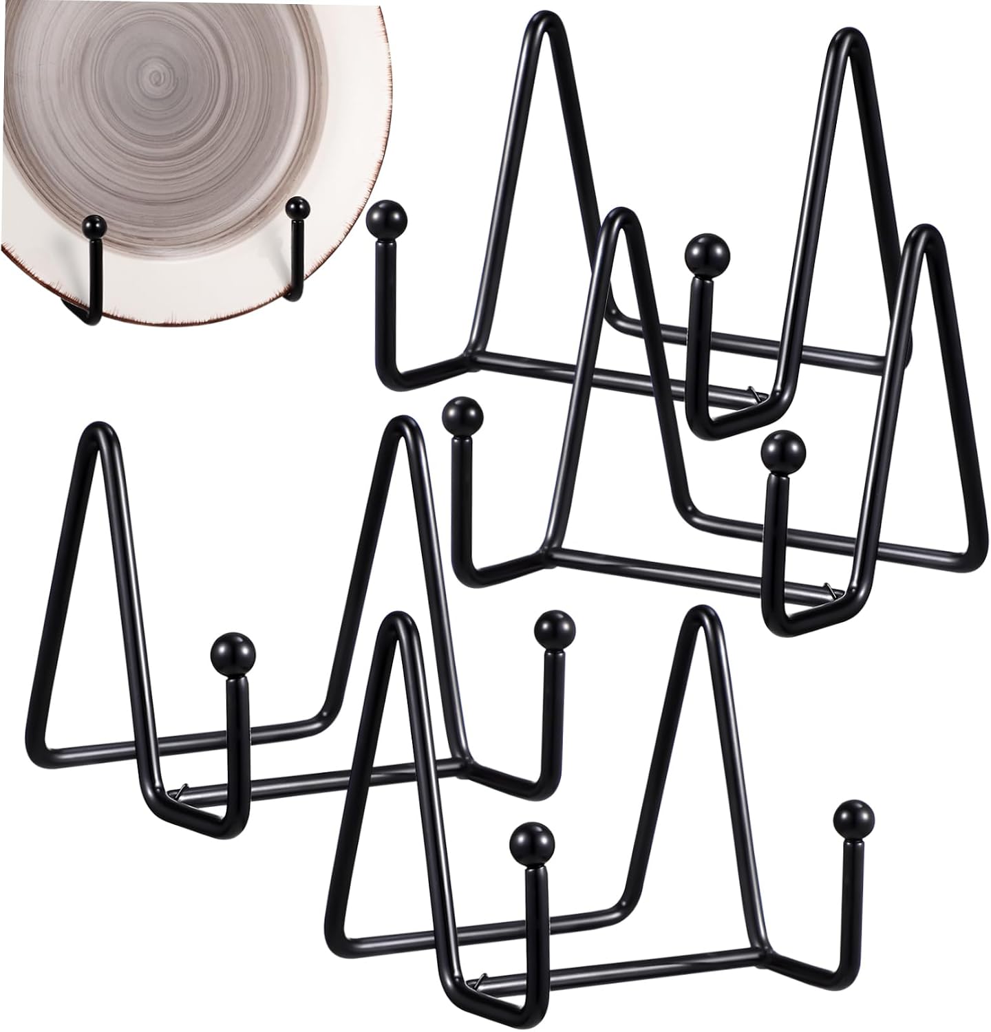 STOBAZA 4pcs Classic Metal Frame Plate Display Stands Book Holder Decorative Plate Stand Dish Holder for Home and Office