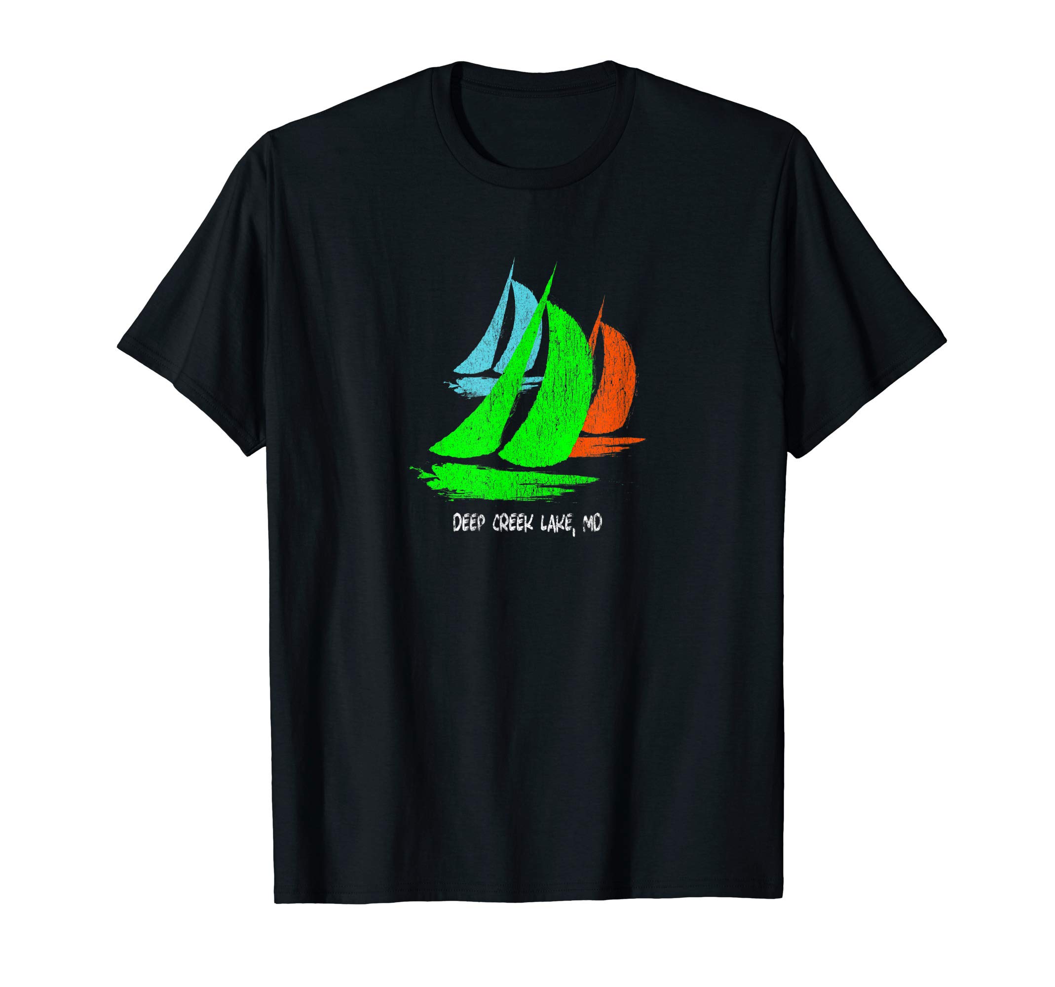 Retro Sailing Deep Creek Lake, MD T-Shirt Co.Vintage 80's 90's Style Deep Creek Lake, MD Sailing T-Shirt