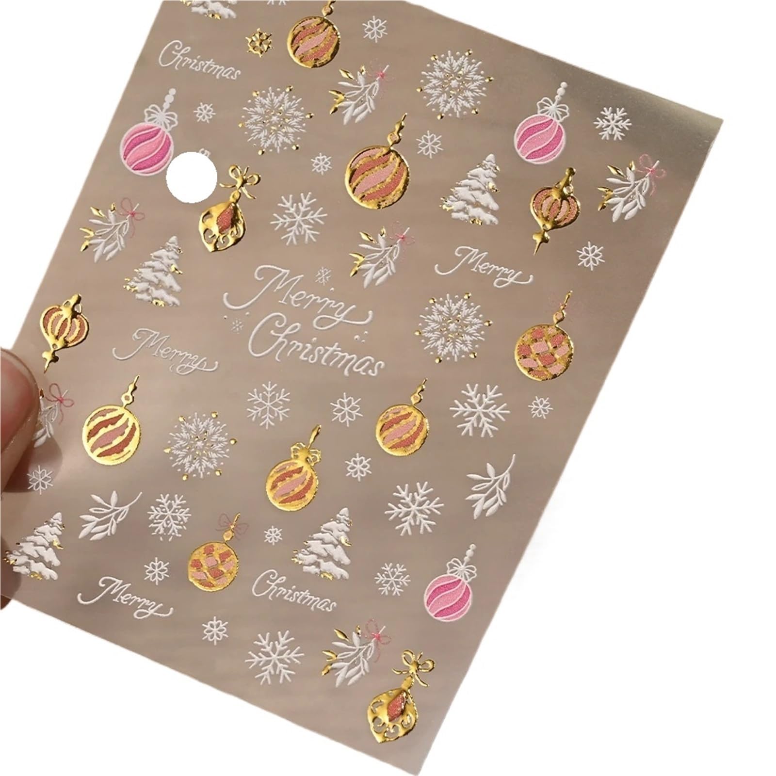3pcs 5D Nail Stickers - Red Bowknot & Gold Snowflakes - White Snowflake Bow Decals for Holiday Nail Art(6)