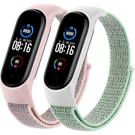 Meliya 2Pack Correas Compatible con Xiaomi Mi Band 5/Mi Band 6/Mi Band 4/Mi  Band 3/ Amazfit Band 5,Nylon Pulseras Suave y Transpirable Correa para Mi  Band 6/5/4/3/Amazfit Band 5(Rosa Sand/Mar Verde) :
