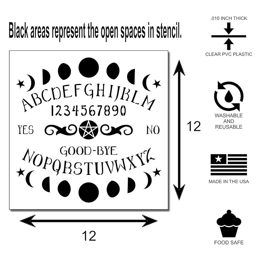 amazon-com-12-x-12-inch-decorative-ouija-spirit-board-stencil-with-moon-phases-and-pentagram-arts-crafts-sewing for Free Printable Ouija Board Template Amazon.com : 12 X 12-inch Decorative Ouija Spirit Board Stencil with Moon Phases and Pentagram! : Arts, Crafts & Sewing for Free Printable Ouija Board Template