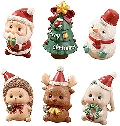 Decorações de Natal de mesa, 6 peças de mini enfeites de Natal de resina, animais 3D de Natal, decoração criativa de férias para casa