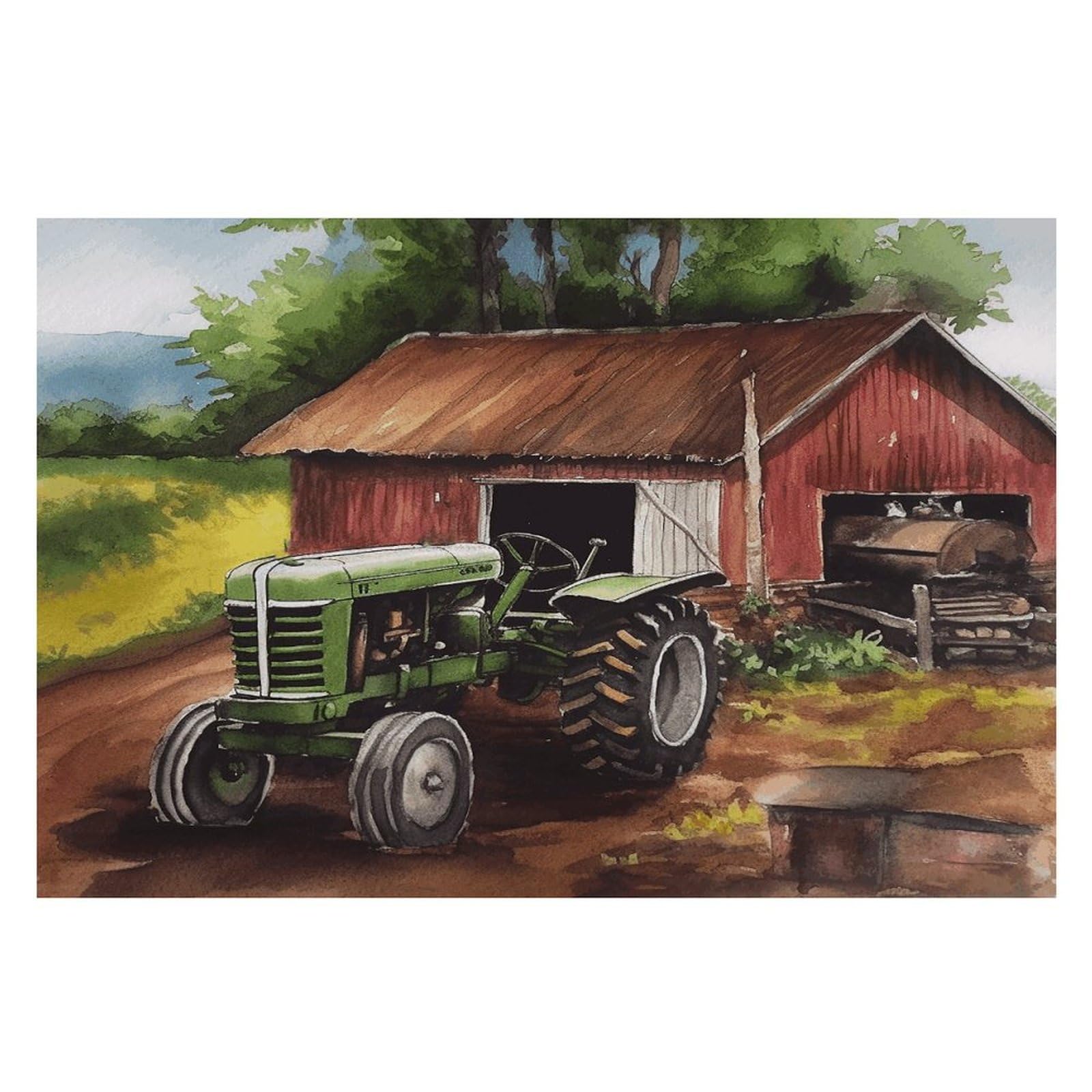 Tractor on The Farm Placemats Non-Slip Heat Resistant Table Mats Flax Washable Cloth Place Mats Easy to Clean Premium Placemat for Kitchen Dining Table Decor Party Outdoor