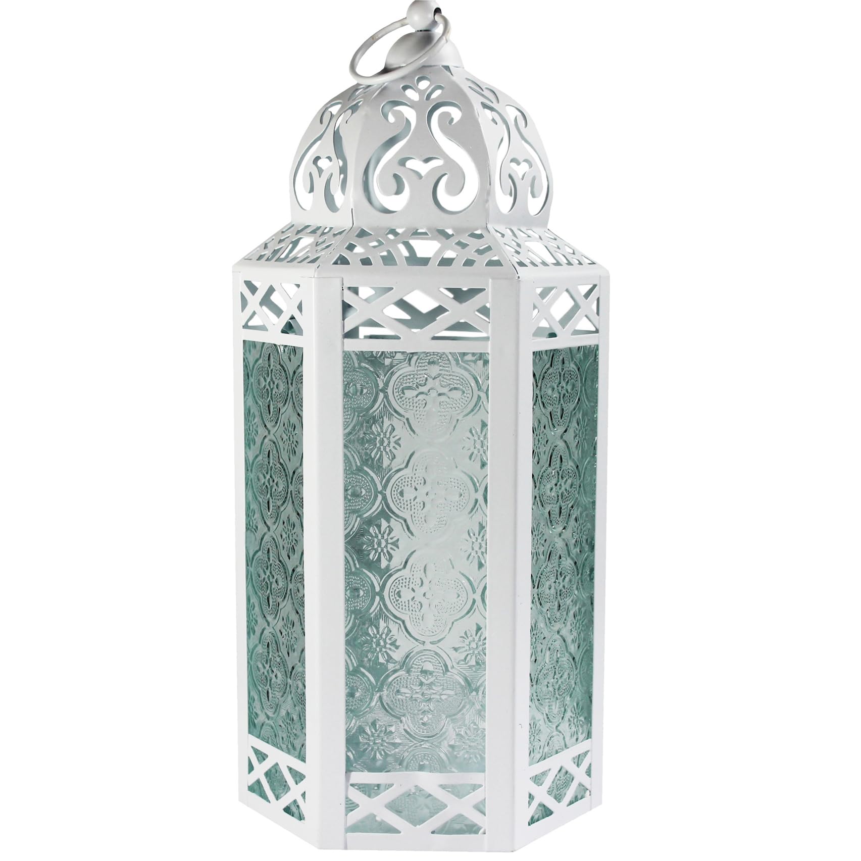Vela Lanterns White Metal Decorative Moroccan Lantern Candle Holder Lamp For Indoor Or Outdoor Home Decor, Large