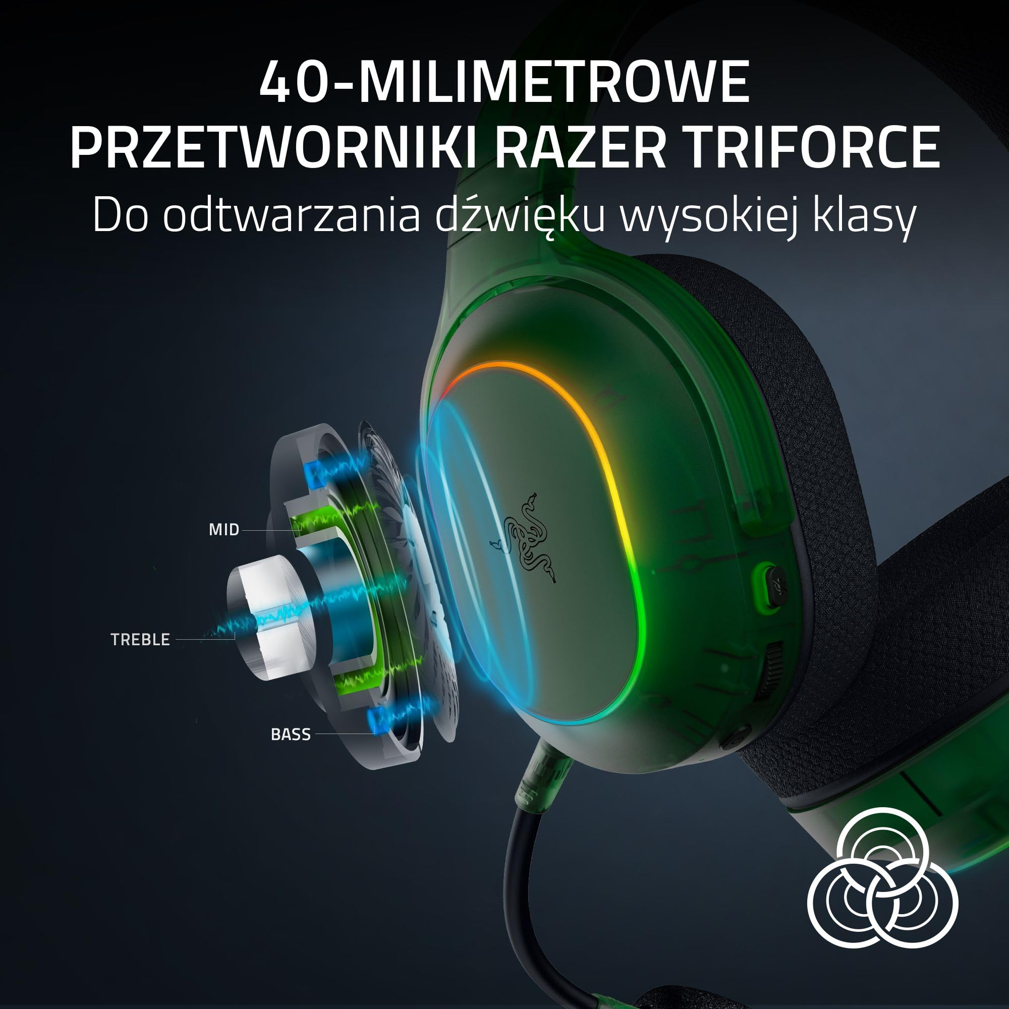 Razer Barracuda X Phantom Green Edition - bezprzewodowego wieloplatformowego zestawu słuchawkowego do gier (285 g, przetwornik TriForce 40 mm, HyperSpeed i Bluetooth) Phantom Green