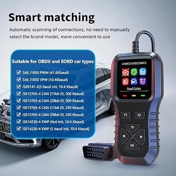 K1 OBD2 Scanner for Car, Professional Code Reader with Color LCD Display, Plug & Play Engine Diagnostic Tool, Read/Clear Codes, I/M Readiness, Battery Test for DIY & Mechanics (1996+ Vehicles)