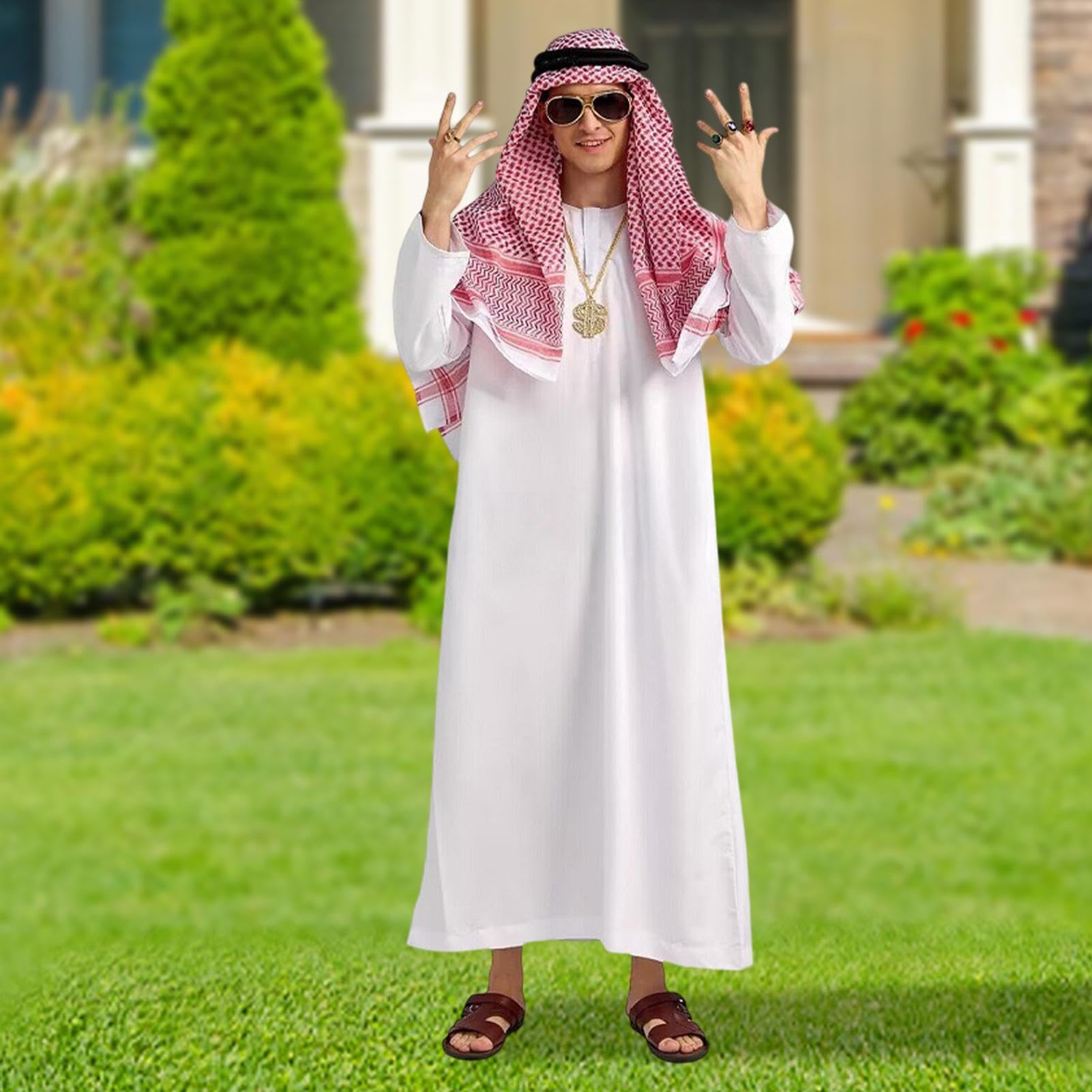 Traje árabe masculino | Accesorios de cosplay | Traje de Oriente Medio para hombre | Vestir, juego de rol para fiesta, carnaval, Navidad, actuaciones escénicas, fiestas temáticas