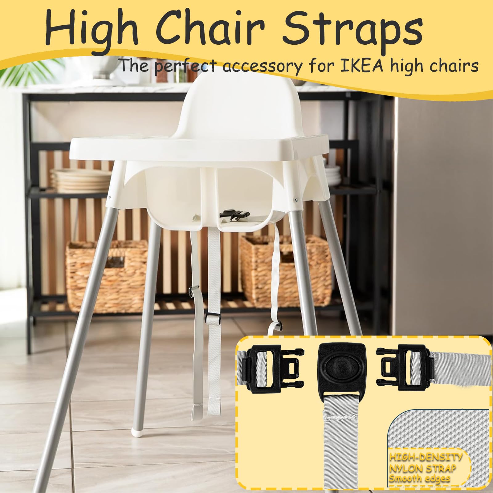 2 cinghie per seggiolone IKEA Antilop IKEA parte 130633, cinghie universali a 3 punti, maggiore sicurezza e comfort, durevoli, adatte alla maggior parte dei seggioloni, uso versatile per passeggini e