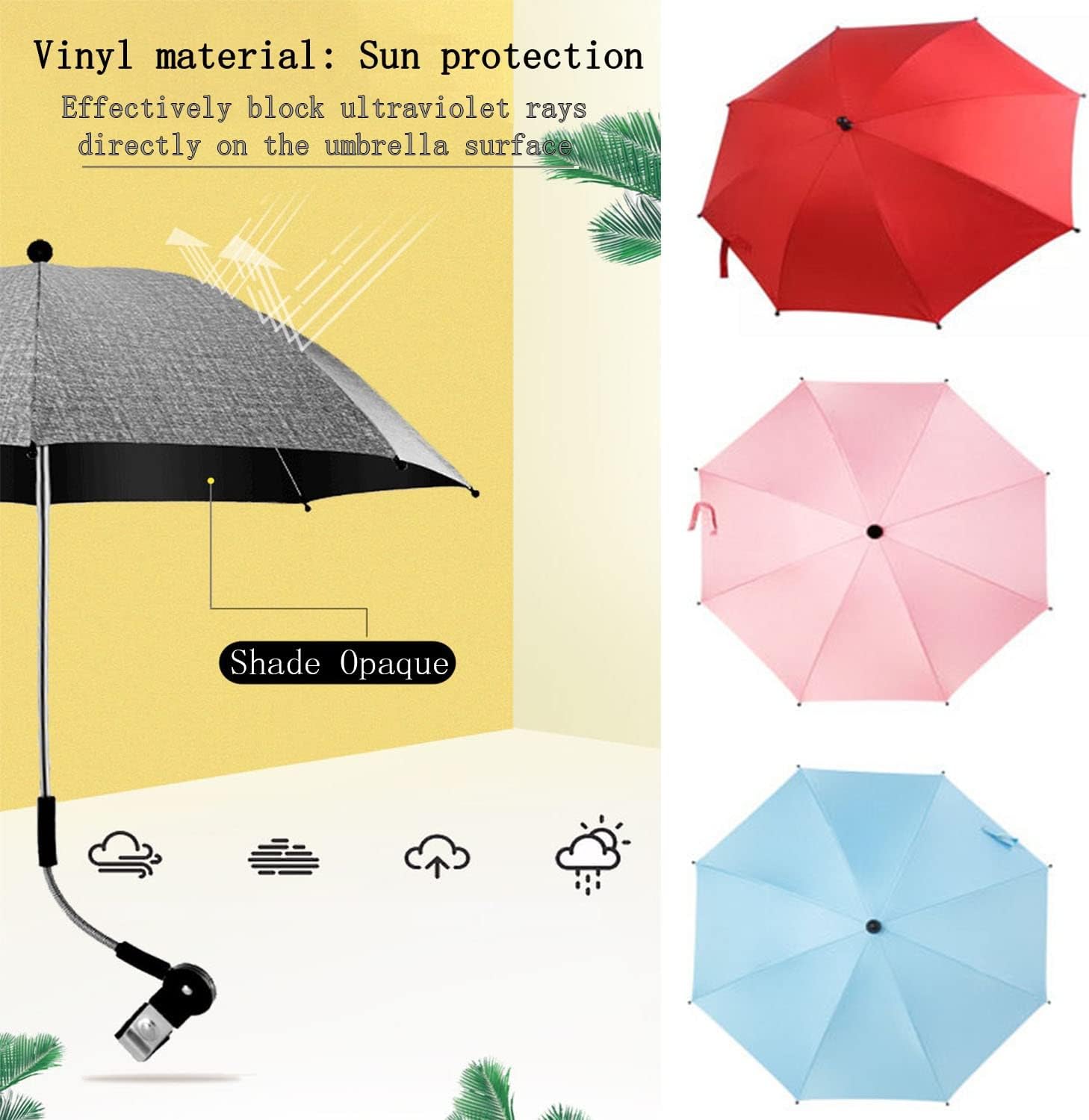 Outdoor Beach Parasol, Baby Parasol for Stroller, Universal Umbrella for Patio Garden, Sun Protection Umbrella, for Pram, Pushchair (Size : C)