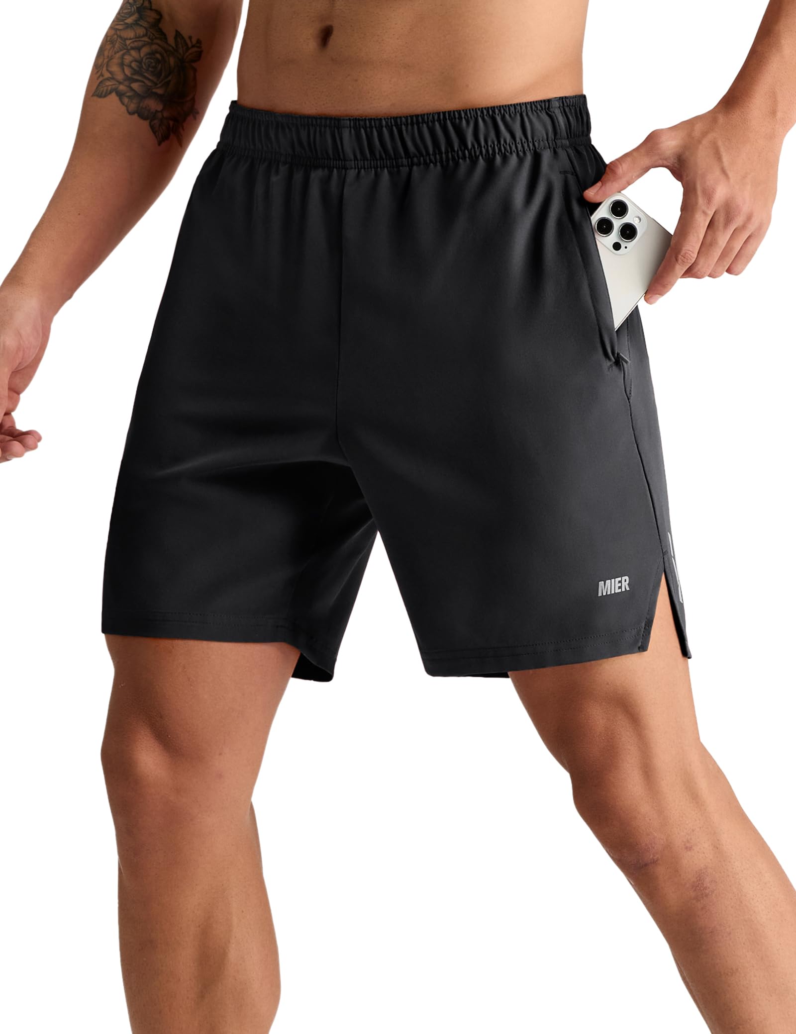 MIER Mens 2 in 1 Running Shorts - 7 Workout Gym Athletic Shorts for Men Quick Dry Lightweight