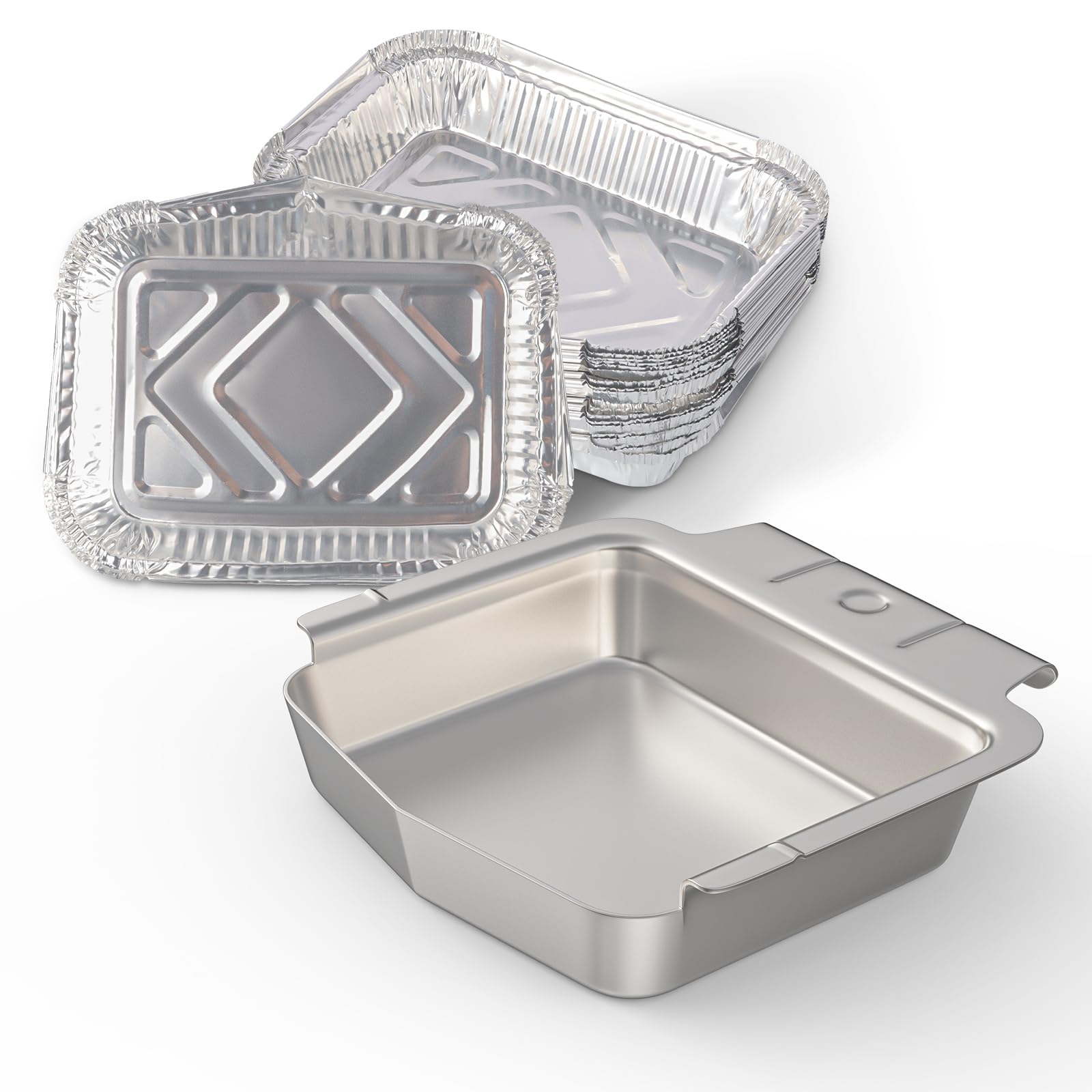 BBQ-PLUS Drip Pan for Napoleon TravelQ 285 Series 62006 Accessories,Stainless Steel Grease Catcher / 20 Pack Disposable Aluminum Grease Tray for Napoleon TravelQ PRO285-BK Q285X-RD-1-A 2 Burner Grill