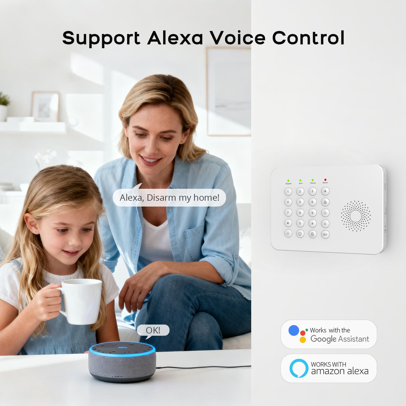 PGST Sistema de alarma para casa,kit inalámbrico, WiFi, 4G GSM, Admite Alarma de conexión SMS/App Push, 100 zonas, aplicación Smart Life (Tuya),compatible con Google Home y Alexa
