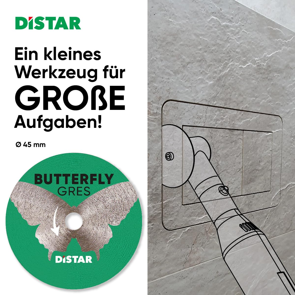 Distar Butterfly Gres Diamond Cutting Disc 45mm Diameter 0.6mm Thickness for Porcelain Stoneware, Green - Image 3