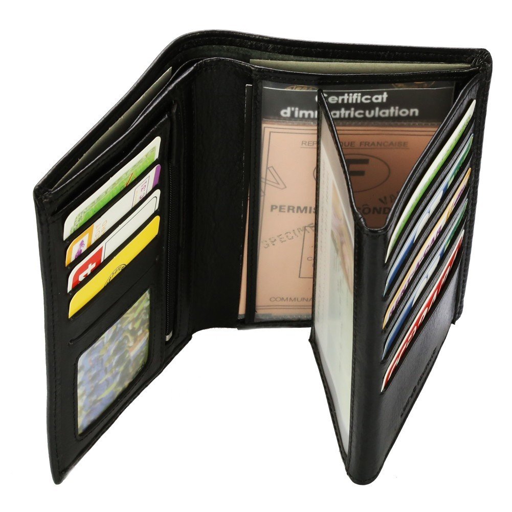 Elephant - Grand Classique Portefeuille en Cuir Noir N1328 - Grand Portefeuille Homme Pack Cadeau Noël. Une fête. Un Anniversaire