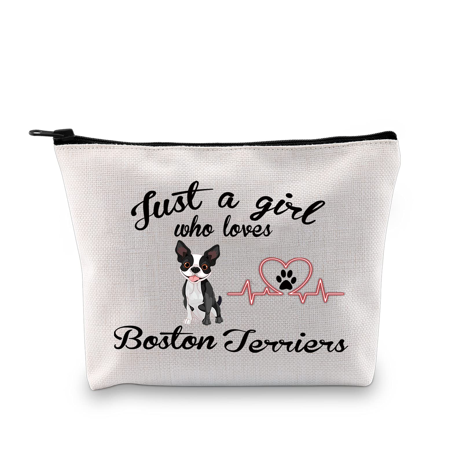 Boston Terrier Makeup Bag Just a Girl who Loves Boston Terriers Gifts Cosmetic Bag Zipper Pouch Travel Toiletries Bag Boston Terrier Lover Owner Gifts (Boston Terrier bag)