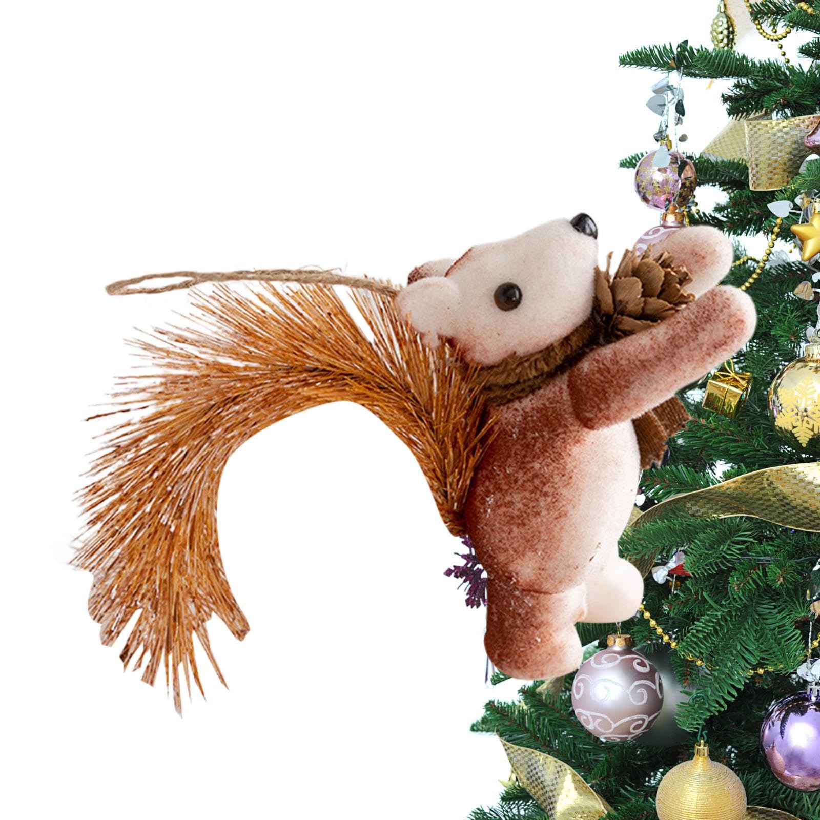 Ornement D'écureuil De Noël - Décoration De Sapin De Noël écureuil Simulation - Pommes De Pin - Décoration Créative - Décoration De Fenêtre Cenmoo