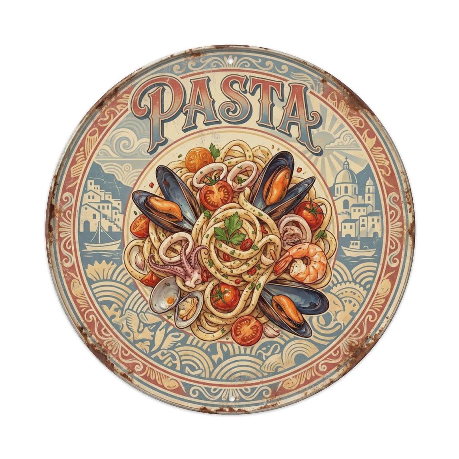 Italian Restaurant Pasta Italy Travel Cuisine Culture Metal Tin Sign