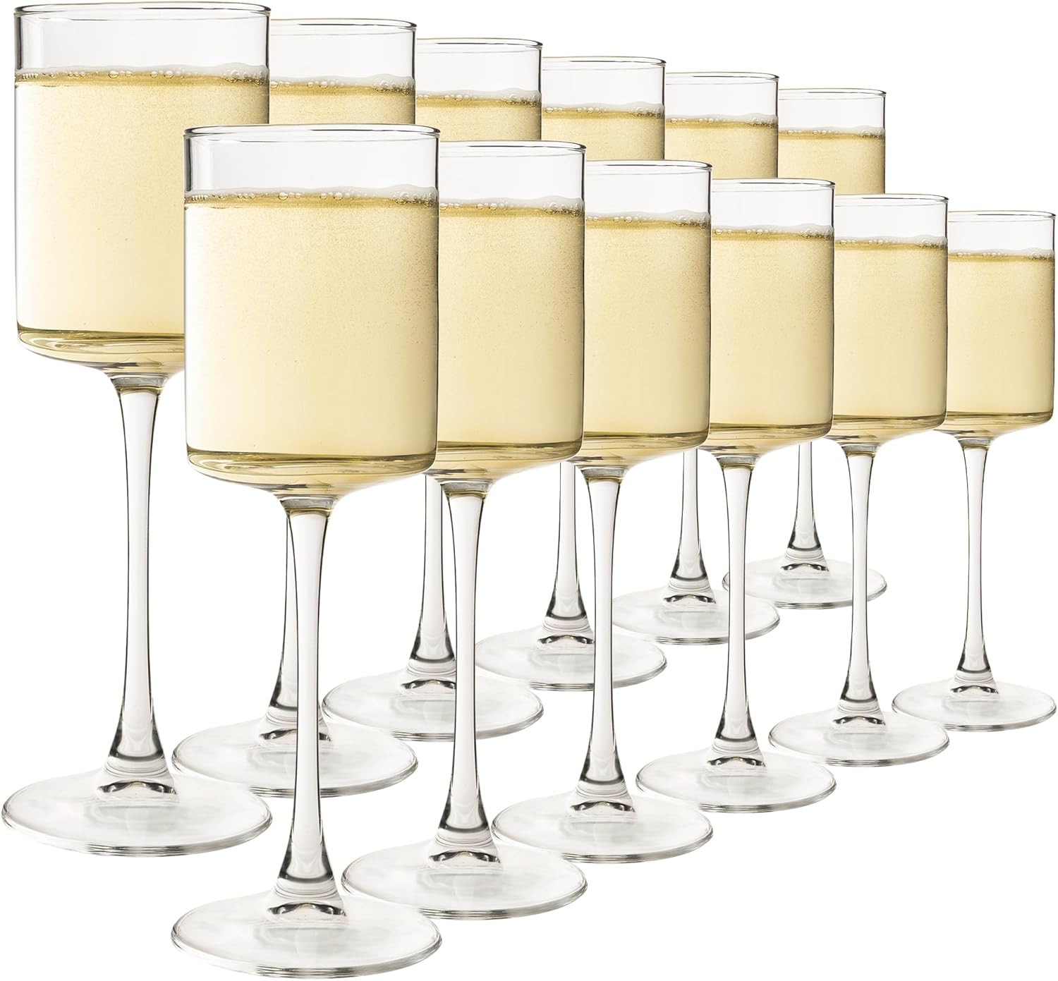 Wine Glass Set of 12-10 oz Cylinder Wine Glasses, Sparkling Wine Glasses for Birthday, Party, Wedding