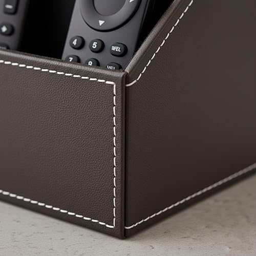Miniatura 6 de I-MART Organizador de cuero sintético para control remoto con 3 compartimentos, elegante soporte remoto de TV para escritorio, mesita de noche, mesa