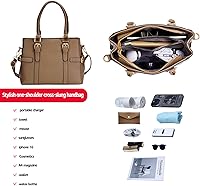 Vista 3 de Bolsos de mano de cuero de moda para mujer, bolso de hombro, asa superior, bolso de otoño Gris