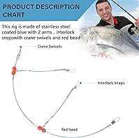 Vista 2 de YOTO Líderes de pesca, aparejo de aparejos de acero inoxidable con señuelo de aparejos giratorios a presión, líder de alambre de agua salada, líder