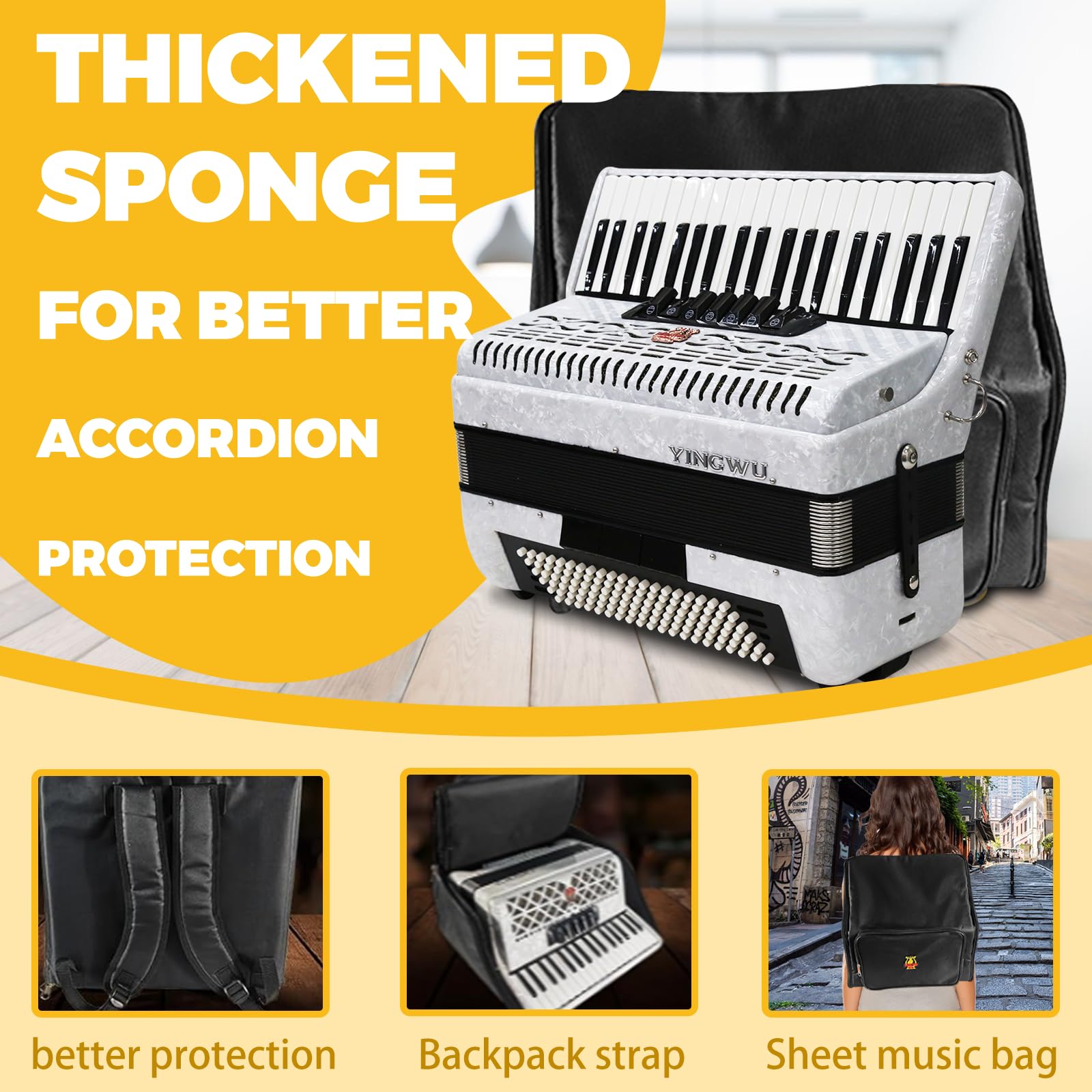 YINGWU Acordeão, acordeão de 41 teclas, 120 graves, acordeão