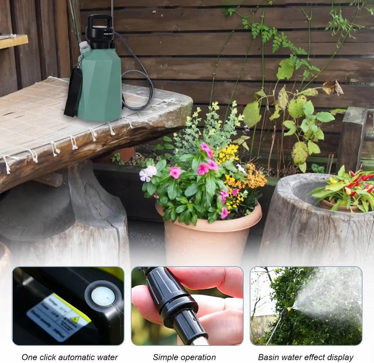 5L Atomization Plant Sprayer Shoulder Type Watering Can Battery Powered Sprayer 1.35Gallon With 3 Nozzles USB Rechargeable Handle Strap For Lawn And Garden(Green)