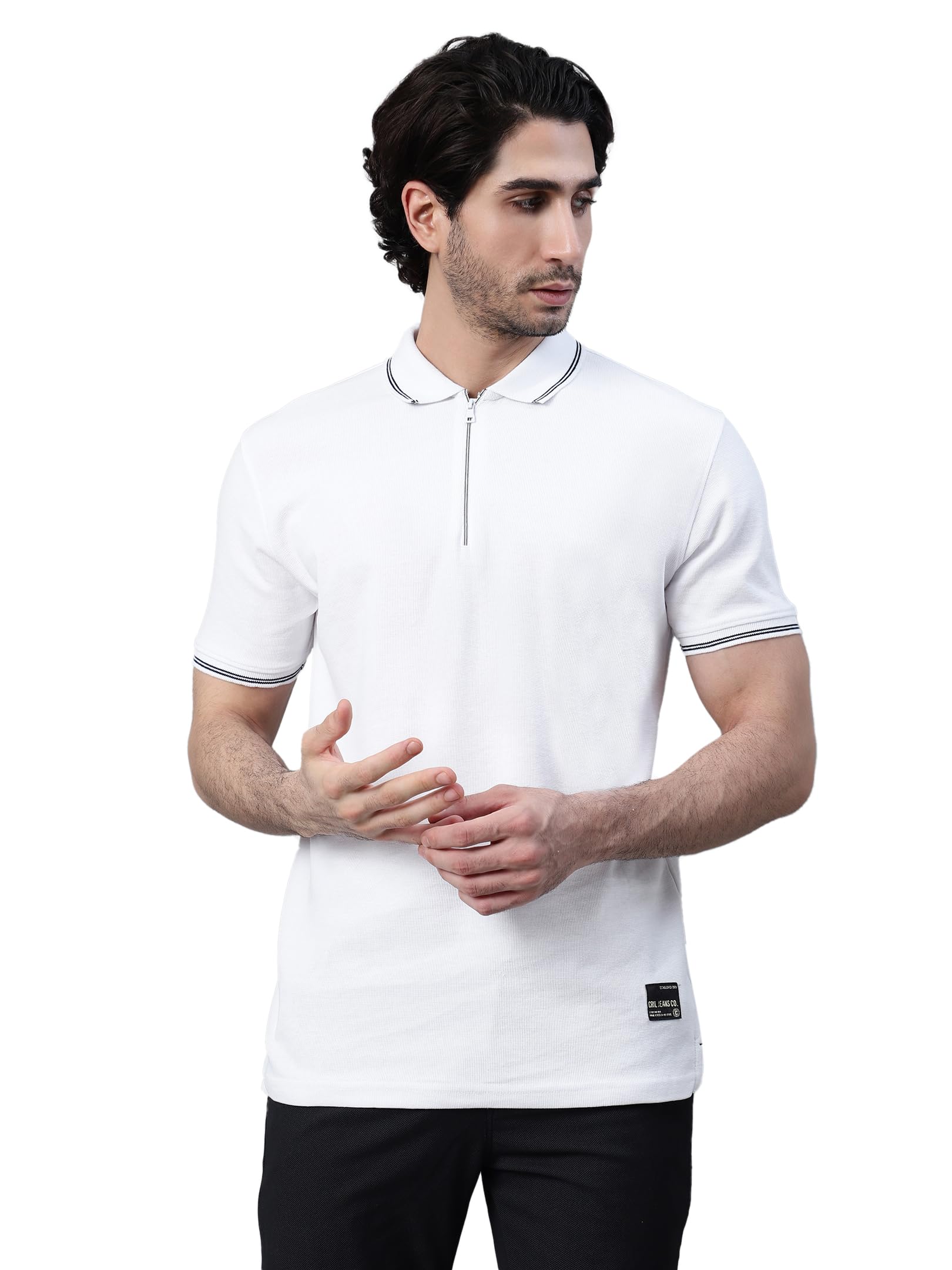 cantabil Poly Cotton Regular Fit Solid Polo Neck Half Sleeve Casual T-Shirt for Men | Half Sleeves Polo Neck T-Shirts for Men | Mens Polo Neck T-Shirt (P_MTSH00507)-picture-17