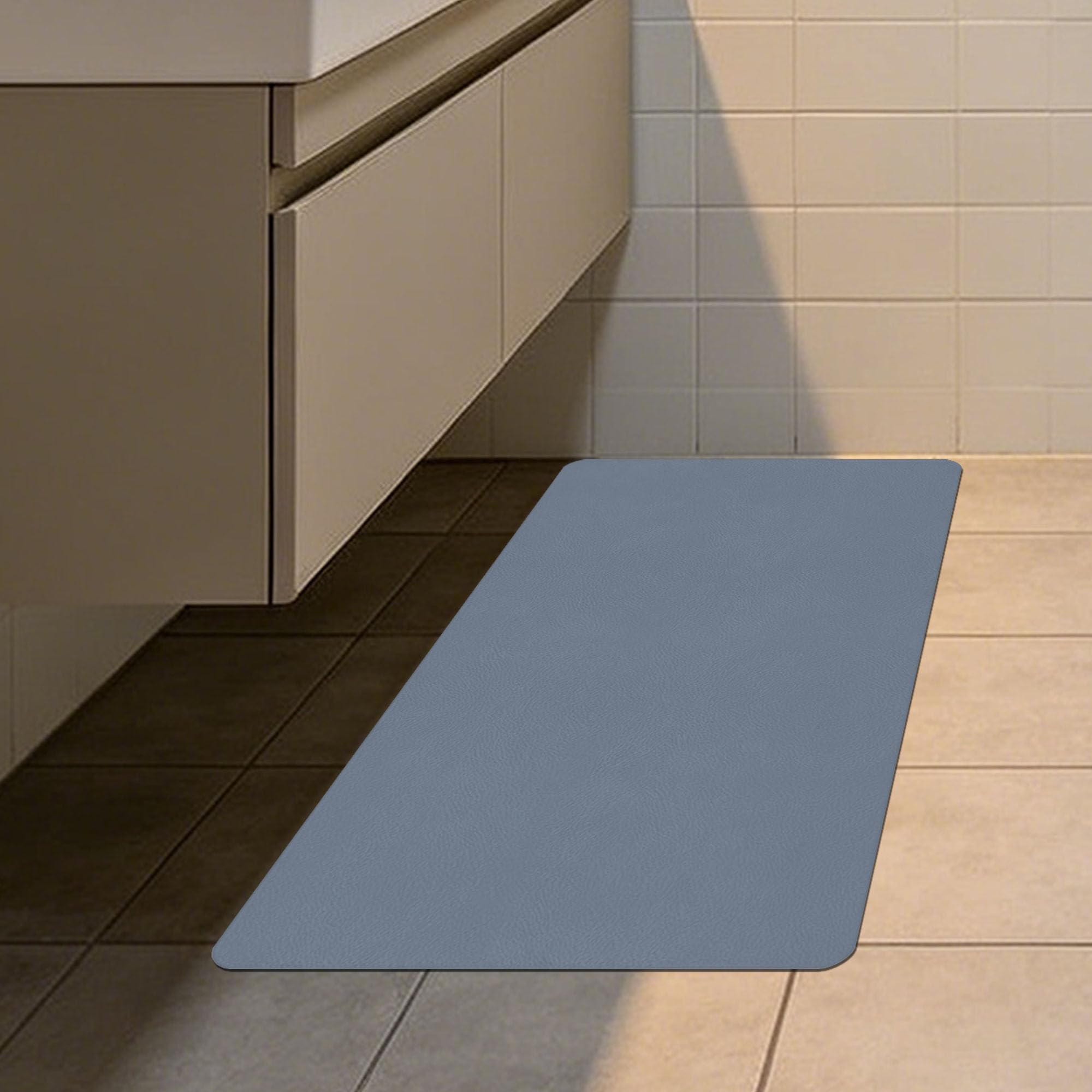 Alfombra Diatomita Baño 40 x 160 cm Super Absorbente Alfombrilla de Baño Extragrande Higiénico y Funcional para Bañera, Ducha, Cuarto de y Cocina, Azul
