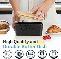 Vista 3 de PriorityChef Plato de Mantequilla Extra Grande con Tapa para Encimera, Envase de Mantequilla de Cerámica con Cubierta Hermética, Soporte