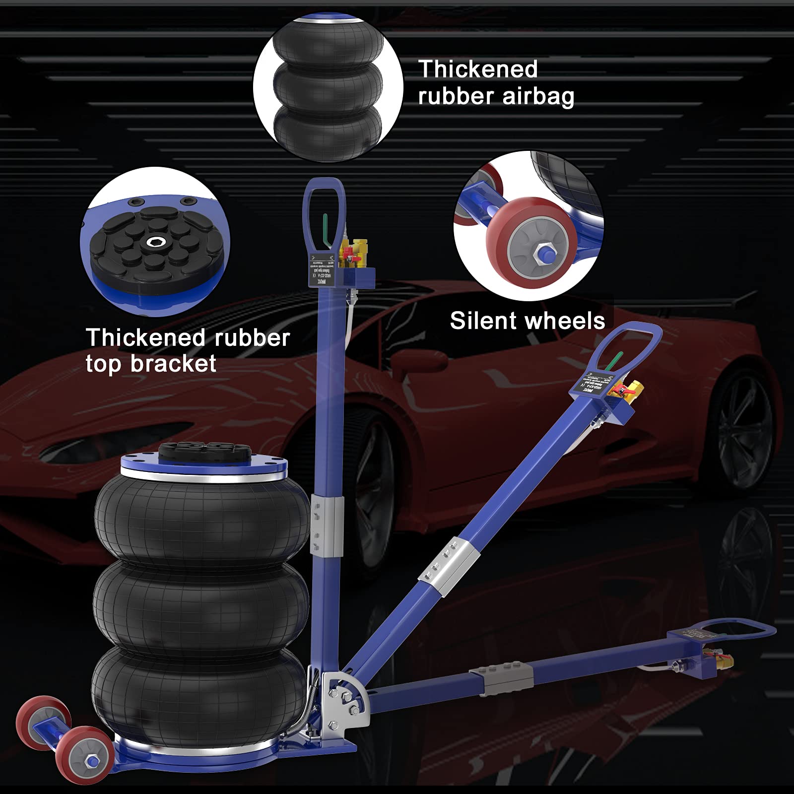 IMAYCC Pneumatic Jack, Blue Floor Jacks, Bag Air Jack, 6600 Lbs/3 Tons Portable Car Jack