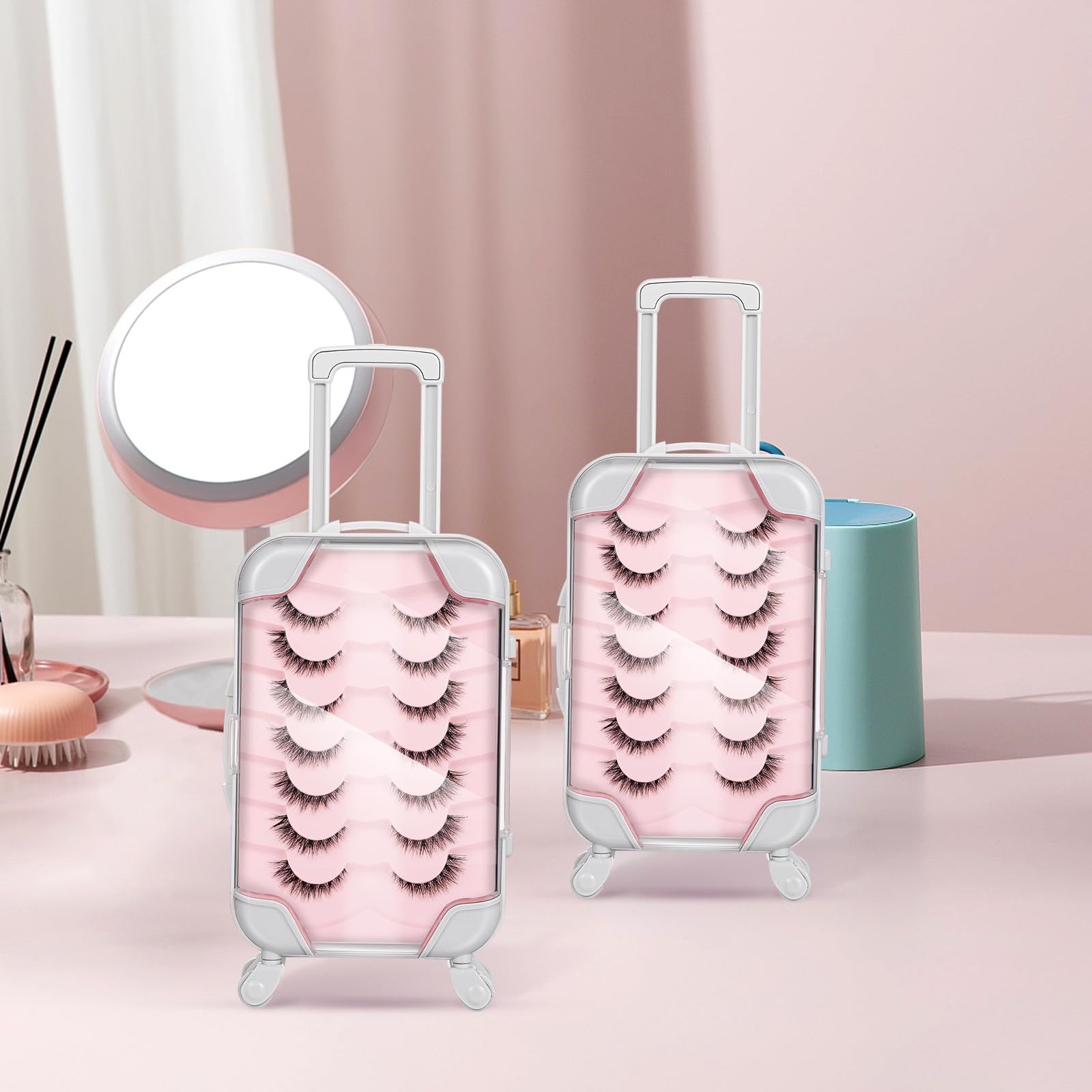 Abaodam Set 4 Pezzi Astuccio Portatrucchi da Viaggio in Plastica Rosa, Compatto e Portatile per Organizzare Strumenti di Bellezza, per Donne Professioniste in Viaggio