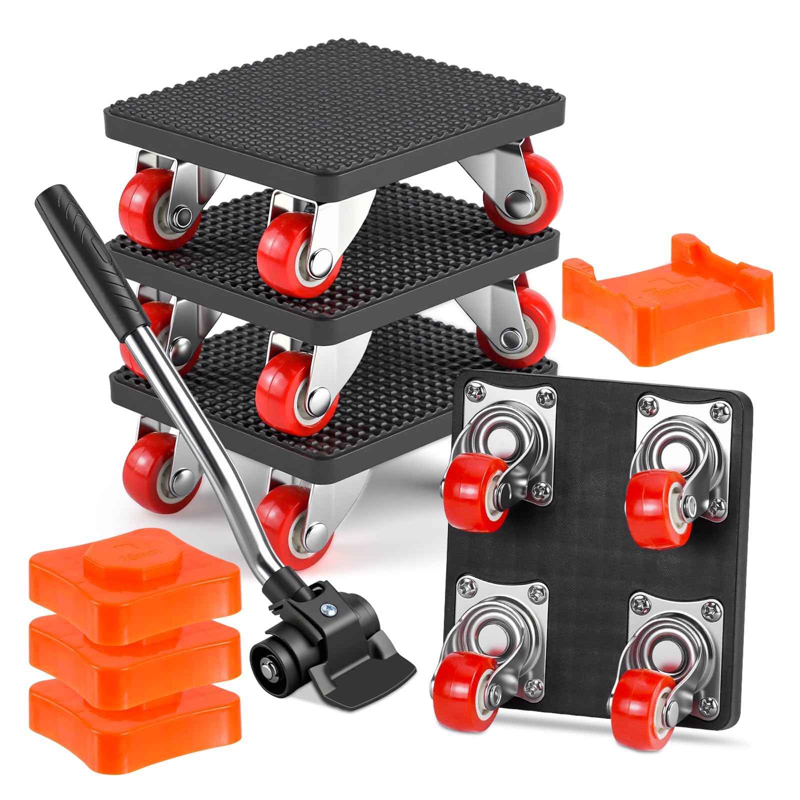Kit Eelevador de Muebles Pesados, Juego de Ruedas de Transporte para Muebles, Transportador de Muebles con 4 Ruedas y Elevador, Carga Máxima 500kg, Ruedas para Mover Muebles y Objetos Pesados
