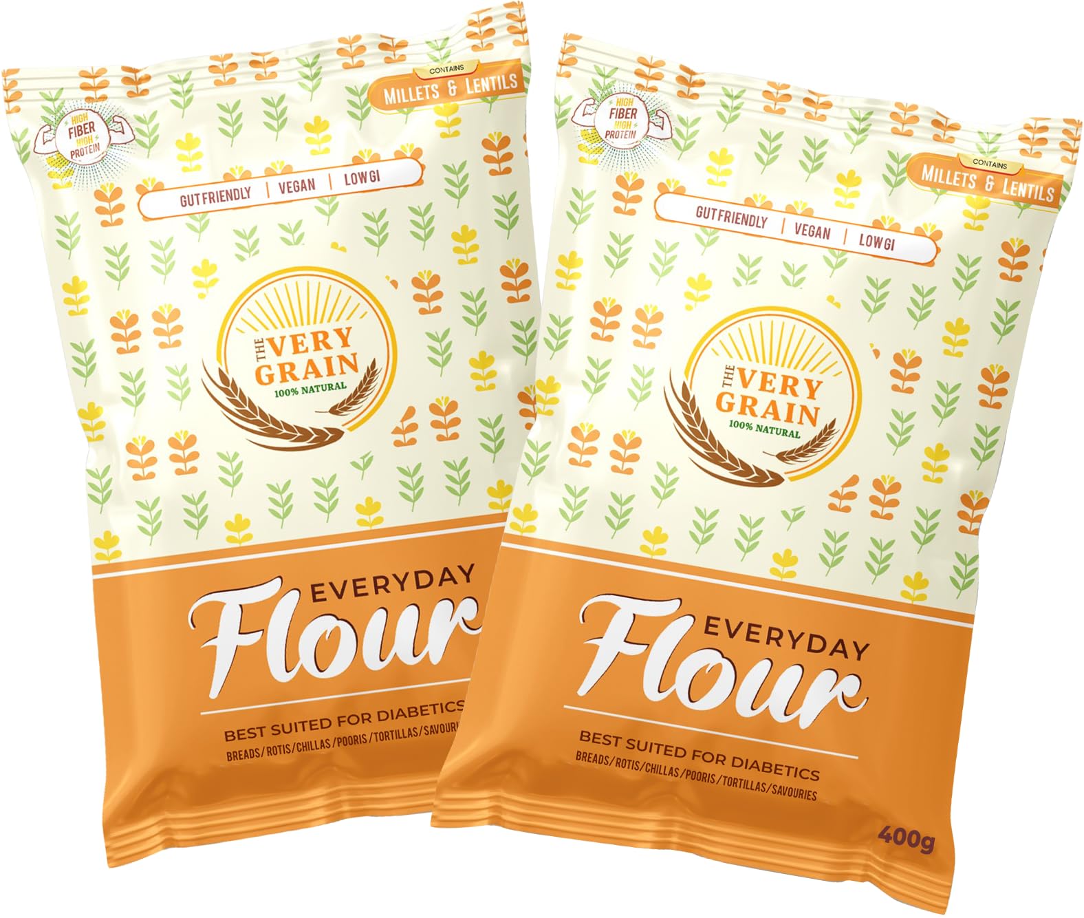 The Very Grain Everyday Flour No Wheat Low GI Contains Barley, Jowar, Ragi, Bajra Millets & Green Lentils Makes Fluffy Chapatis Boost Digestion | Diabetic Friendly Atta | Pack of 2 (400 Grams Each) (B0CV8L8BSR) Amazon Price History, Amazon Price Tracker