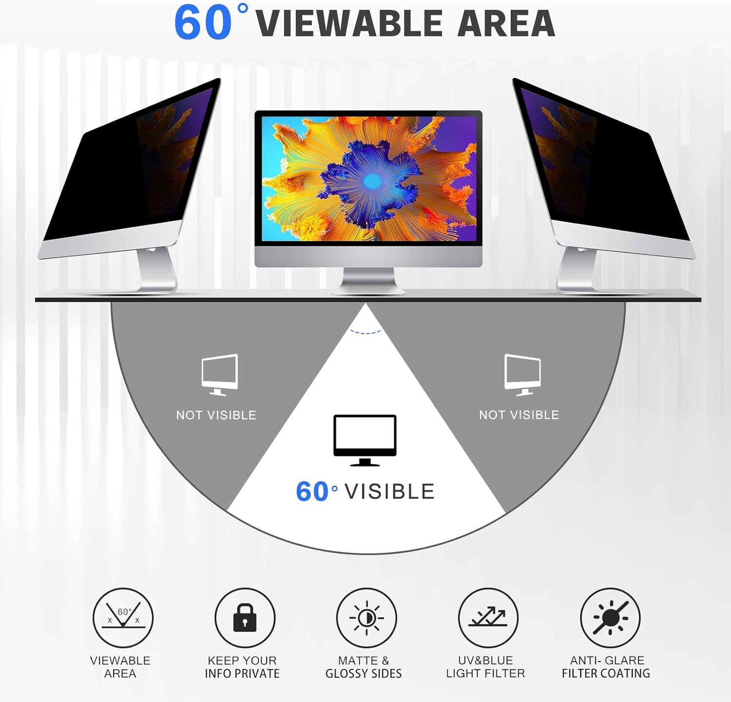 23 Inch -（16:09） Aspect Ratio Computer Privacy Screen Filter for Widescreen Computer Monitor - Anti-Glare - Anti-Scratch Protector Film for Data confidentiality