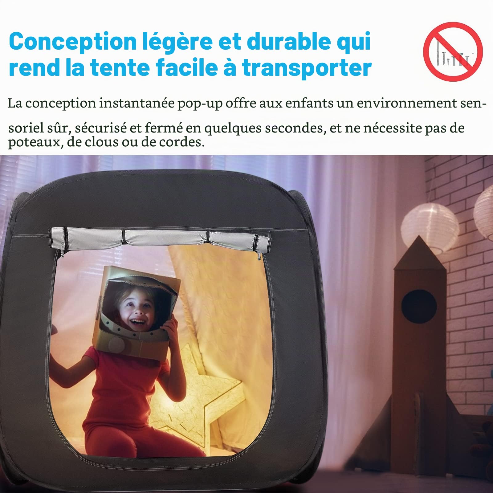 110CM Pop up Tente de Jeu pour Enfants,Jardin Cabane Enfant Tente Enfants Interieur Maison Enfant Exterieur pour Autisme, SPD avec Sac de Transport de Voyage