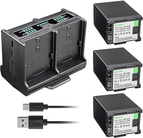 Miniatura 1 de Kastar Paquete de 3 baterías y cargador cuádruple compatible con Canon VIXIA HF G60, HF G70, VIXIA GX10, XF400 XF405 XA10 XA11 XA15 XA20 XA25 XA30