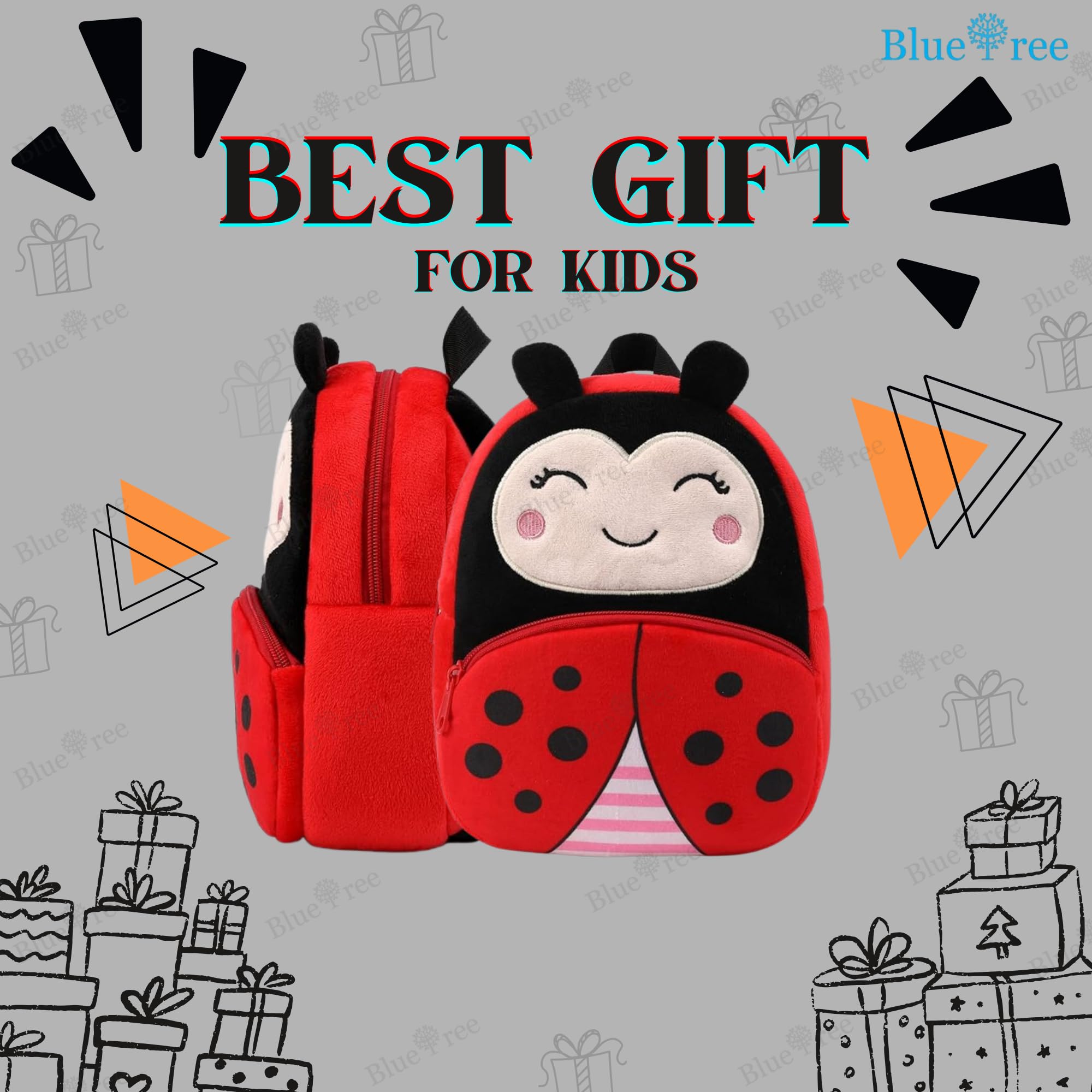 blue tree Cute Kids Backpack Toddler Bag Plush Animal Cartoon Mini Travel Bag for Baby Girl Boy 1-6 Years, Ideal for Gifting for Kids (Red Bee) 3