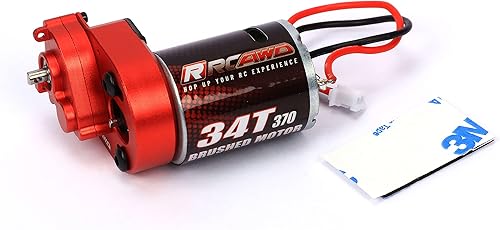 RCAWD Cepillo de carbono mejorado 34T (vuelta) motor cepillado de tamaño 370 y carcasa de engranajes centrales de aleación, transmisión ensamblada
